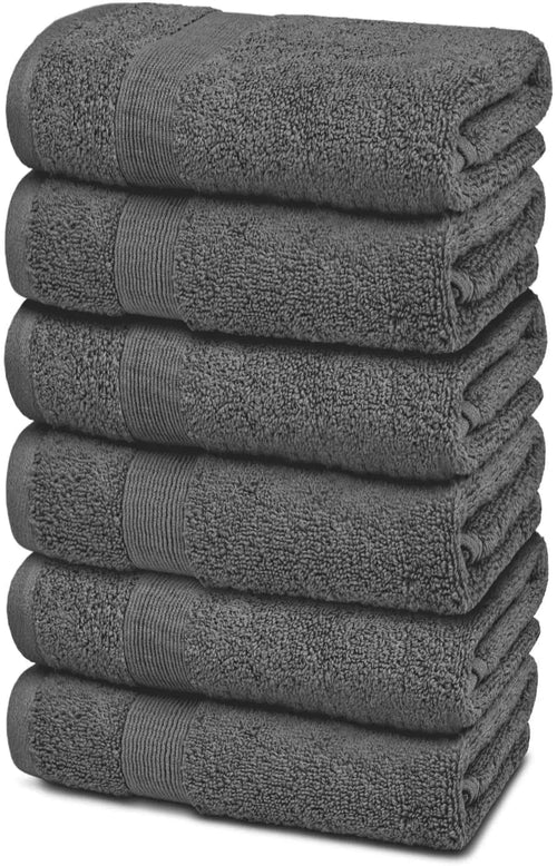 Resort Collection Soft Hand Towels 16x27 in 6 Pack Smoke Grey Luxury Hotel